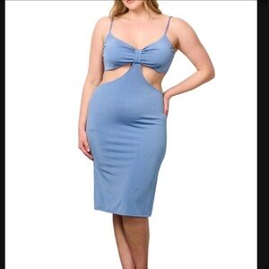 Nwt blue SLEEVELESS CUT OUT BODYCON MINI DRESS plus size